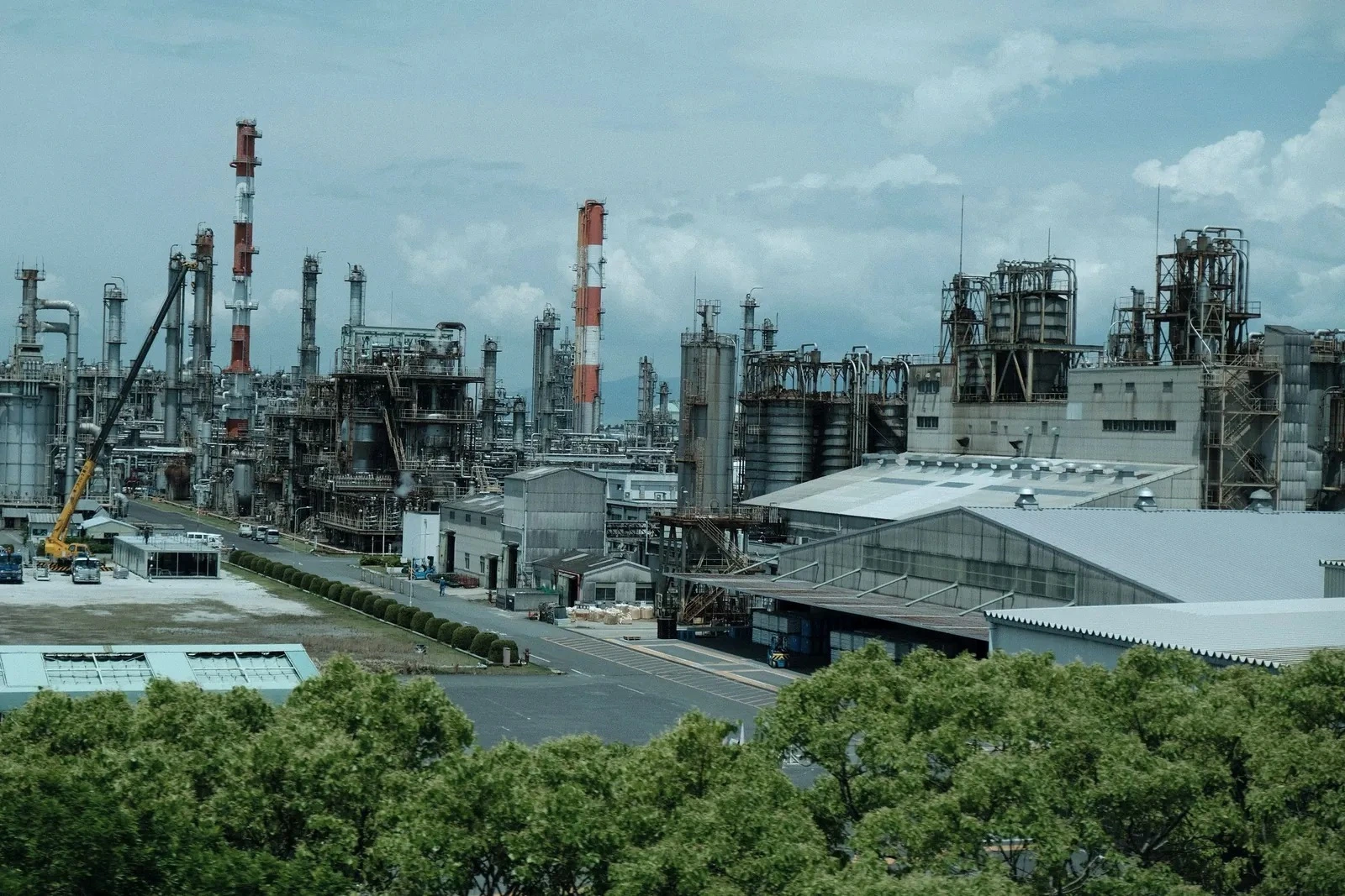Chemical complex with tanks and piping
